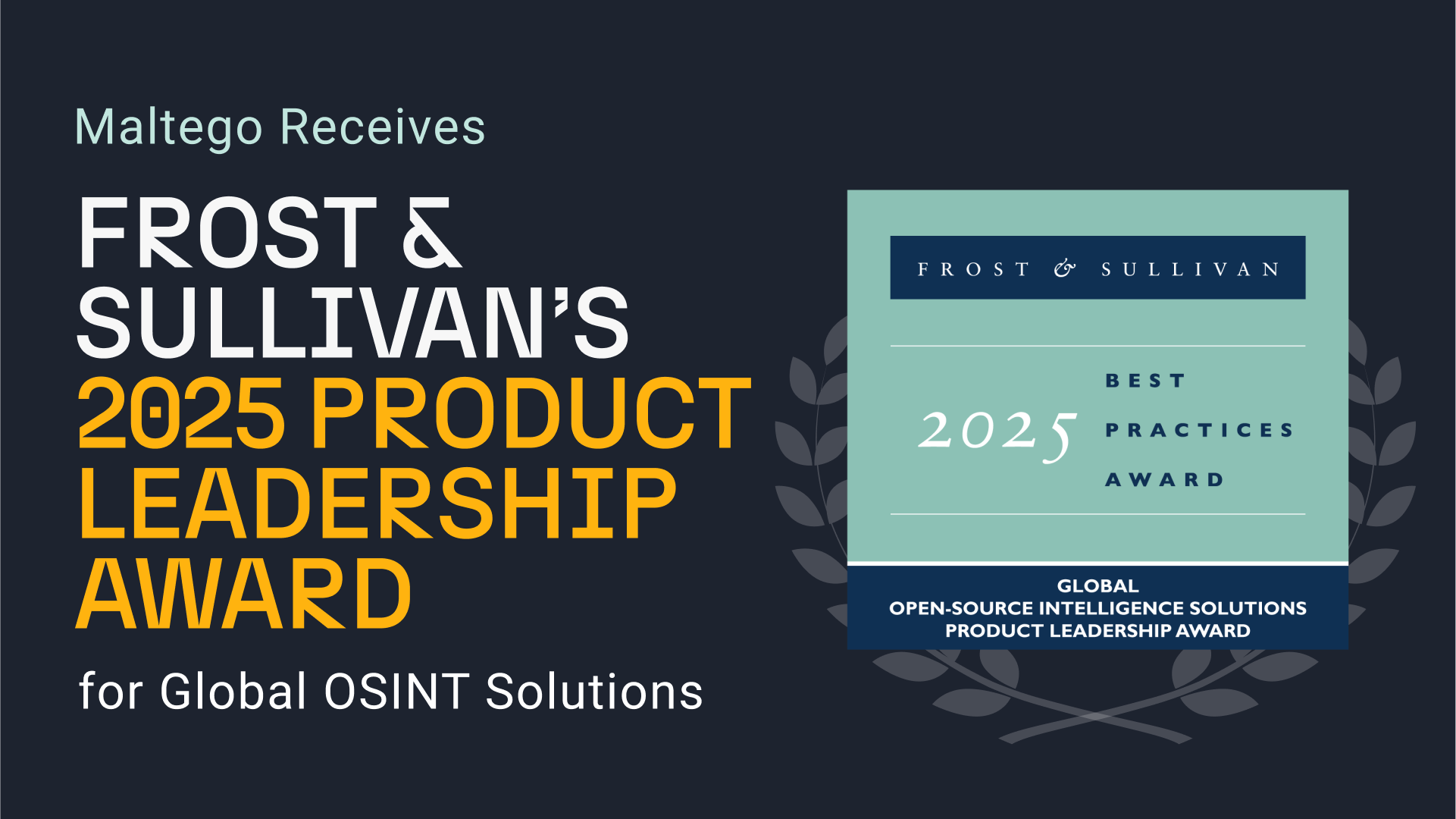 Maltego Otrzymuje Nagrodę Product Leadership Award 2025 Firmy Frost & Sullivan w Kategorii Globalnych Rozwiązań OSINT